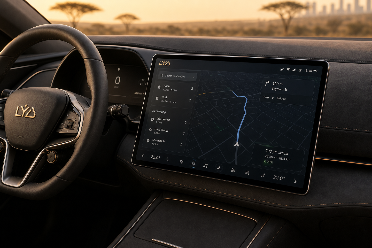 LYD Nova — driver cockpit and dashboard